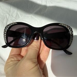 Judith Leiber Black Sunglasses with Silver Details
